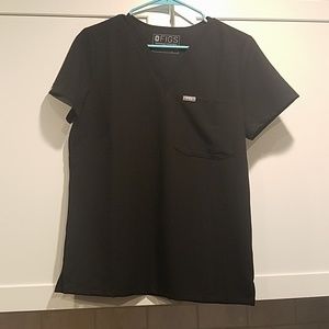 FIGS Catarina One-Pocket Scrub Top Black XS